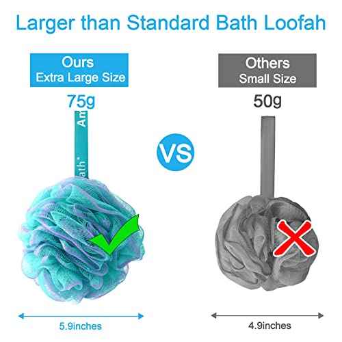 AmazerBath Loofah Sponge 75g/Piece, Exfoliating Bath Sponge Body Scrubber - Loofa Set of 4 Flower Color (Large, Green-Purple)