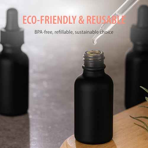Black Boston Round 1 oz Dropper Bottles | Glass Dropper Bottles for Essential Oils & Aromatherapy | Travel Size 1 oz | 24 Pack