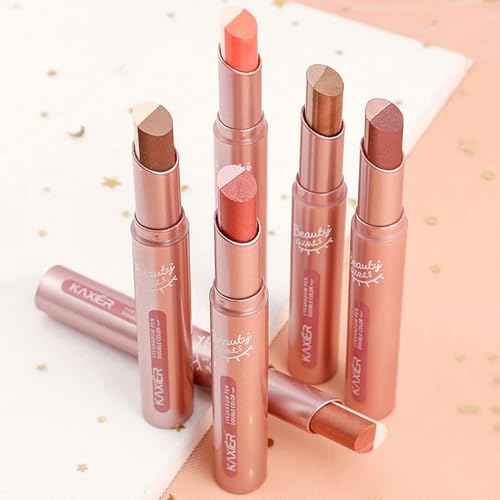 2 Color Eyeshadow Stick Set, Portable 2 Tone Eyeshadow Gradient Stick Glitter Gradient Waterproof Eye shadow Pen for Eye Make Up Tool (4 PCS)(PINK)