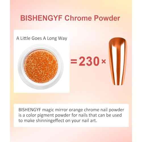 Pearl Chrome Nail Powder BISHENGYF -¡¼Metallic Mirror Effect¡½ Orange Chrome Nail Powder White Clear Aurora Mermaid Iridescent Chrome Powder for Nails Pigment Glitter Dust for Manicure Decroation DIY