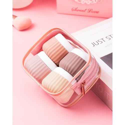 Travel Containers for Toiletries 4 Pack, TSA Approved Travel Size Toiletries, Portable Size Containers, With Clear Bag Leak Proof Silicone Jars, Essentials Creams Jars Carrying Small Items