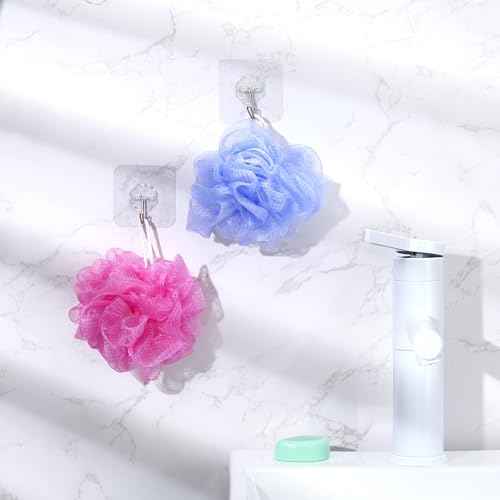 12 Pcs Travel Size Loofah Individually Wrapped, Small Shower Puff Bath Sponge Pouf Ball Bulk Mesh Bath Puff Mini Loofah Sponge with Case Bulk for Shower Care (25g,Colorful)