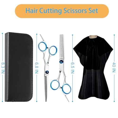 15 pcs Hair Cutting Scissors Professional, Thinning Shears for Hair Cutting, Stainless Steel Barber Scissors, Lengnoyp Haircut Scissors Hair Cutting Kit for Women, Men