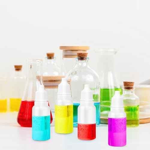 5-Pack Plastic Dropper Bottles 15ml/0.5oz - 4 Bottles + 1 Funnel - Empty, White Eye Dropper Bottles for Liquid -Squeezable & Portable Travel Containers for Eye Drops, Refillable with Cap and Plug