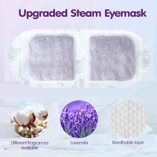 60 Pcs Disposable Steam Eye Mask Bulk for Dry Eyes Self Heating Eye Mask for Spa Sleep Warm Compress Stress Dark Circle Relief Puffiness and Relaxation Gifts (Lavender)