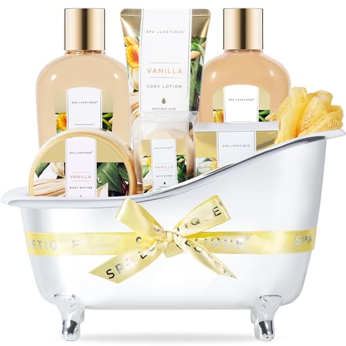 Gifts for Women, Spa Luxetique Spa Gift Baskets for Women, 8 Pcs Vanilla Bath Gift Sets, Vanilla Gift Baskets, Christmas Gifts