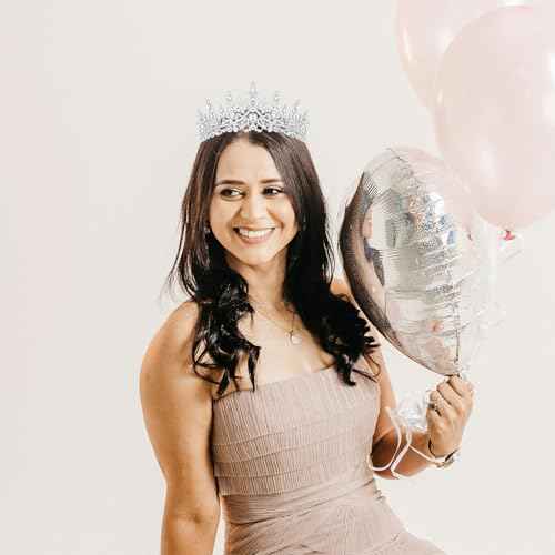 Silver Crystal Tiaras and Crowns for Women Rhinestone Headpiece Birthday Princess Quinceanera Graduation First Communion Crown Prom Wedding Bridal Accessories Wedding Tiaras Bride Birthday Party Gifts