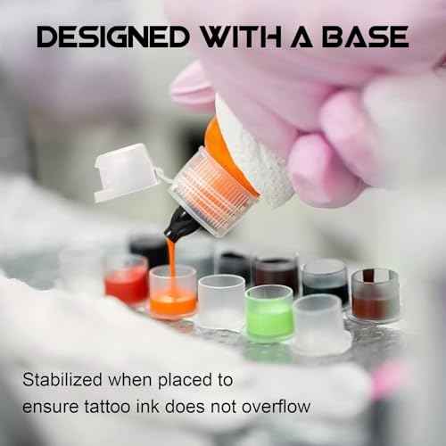 WZPB Tattoo Ink Caps - 300pcs Ink Cups with Base White #11 Small Pigment Caps for Tattoo Permanent Makeup Container Cap
