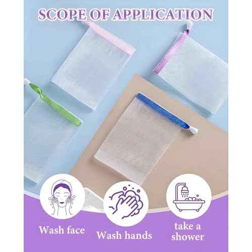 60PCS Mesh Soap Bags for Soap Bars, Shampoo Lather Net for Foaming & Drying for Shower Body Facial Cleaning