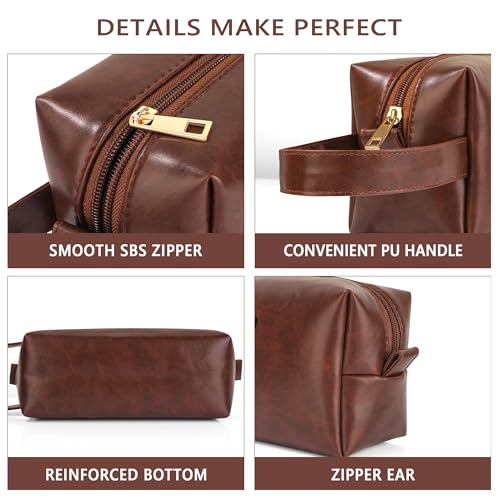 Mens Toiletry Travel Bag Initial M, Personalized Leather Toiletry Bag for Men, Anniversary Christmas Valentines Fathers Day Birthday Gifts for Husband Dad Grandpa Brother