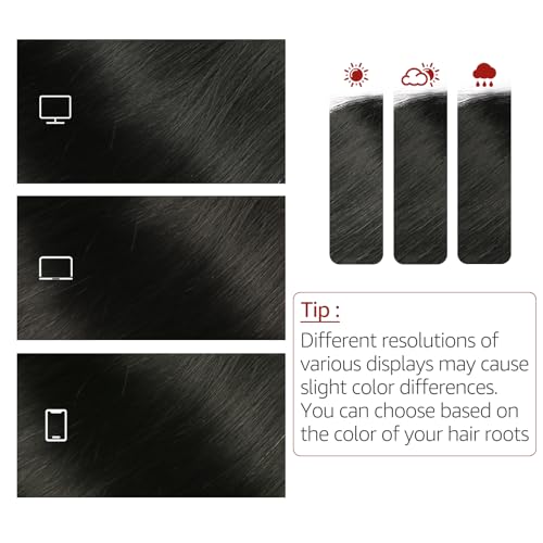 Invisible Wire Hair Extensions Real Human Hair, 22 Inch 85g Jet Black Hair Extensions Seamless Fish Line Hair Extensions Natural Look Real Hair Extensions for Women(#1-22inch)