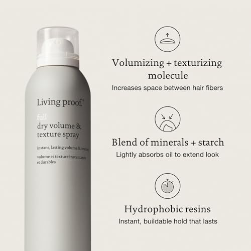 Living Proof Full Dry Volume & Texture Spray ? Instant Volume, Texture, Oil Absorption, Heat Protection, Lightweight Hold for Fine or Flat Hair