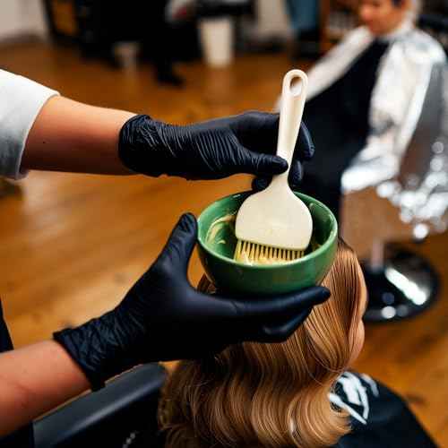 5Pairs Hair Dye Gloves Black Rubber Glove Reusable Cleaning Gloves Non-slip Bouncy Professional Hair Coloring Accessories for Salon Hairs Dyeing(Medium)