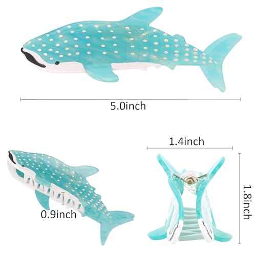 Whale Shark Hair Clips, Cute Ocean Sea Animal Hair Claw Clip for Women Girls, Acetate Nautical Marine Hair Accessories Gift