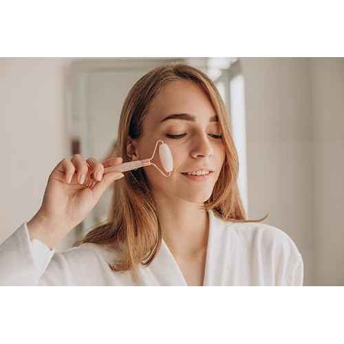 Yobee Face Roller Massager, Rose Quartz, Gua Sha Anti Aging Wrinkles Puffiness Acupressure Facial Skin Care Gift for Women