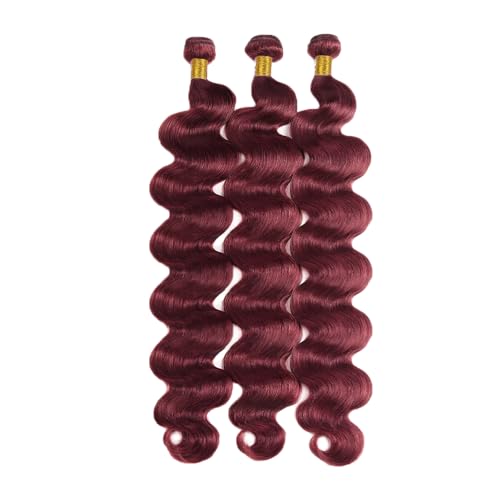 #99J Burgundy Bundles Human Hair Body Wave Bundles 32 32 32 Inch Wine Red Body Wave Bundle Human Hair Extensions Double Weft Unprocessed Brazilian Virgin Hair 3 Bundle 50 Grams Per Bundle