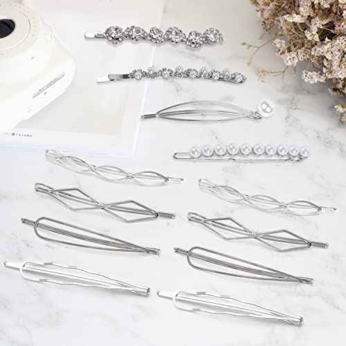 12 Pcs Hair Pins Set,Pearl Hair Clips Geometric Hair Pins Metal Hairpin,Minimalist Hair Styling Jewelry,Wedding Dainty Hair Barrettes Accessories,Bobby Pin for Girl Women