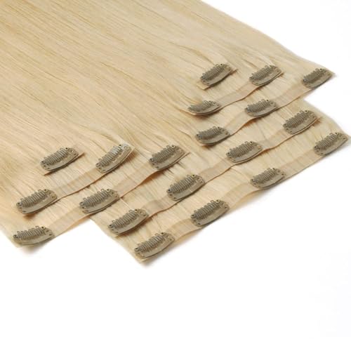 Sixstarhair Honey Blonde Clip In Hair Extensions Human Hair 120g Blonde Clip Hair Extensions with Clips 8 Pieces Pack 16inches