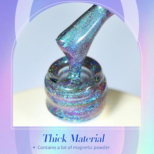 Born Pretty 9D Cat Magnetic Eye Gel Nail Polish Holographic Rainbow Gel Polish Blue Purple Soak Off U V LED Gel Polish Nail Art Design Manicure Salon DIY Home 15ML