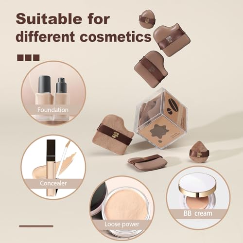 6pcs Powder Puffs Set With Case, Makeup Powder Puff, Velour Makeup Puff, Setting Powder Puff, Reusable & Washable, Ideal For Foundation, Powder Cream, Setting, Christmas Gifts For Women