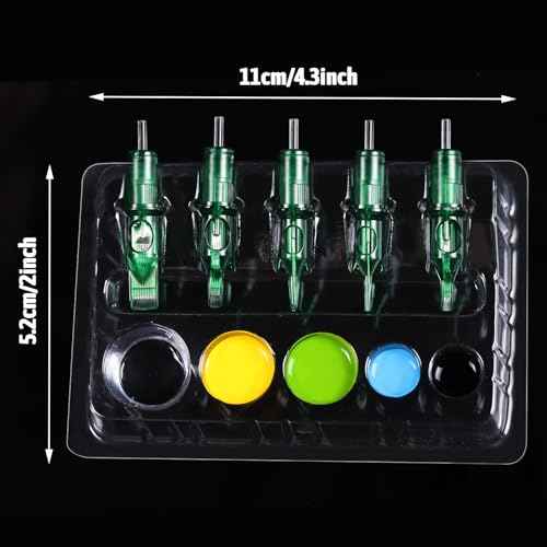 Disposable Tattoo Cartridges Tray 20pcs Plastic Tattoo Tray 5 Cartridge Needles Holders 5 Ink Holders/Cleaning Cups Disposable Tattoo Supplies (Small)