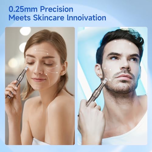 0.25mm Home Use Microneedle Derma Roller Pen, Derma Pen for Women Men - Microneedling Skin Care Beauty Kit Tool for Face Hair Beard
