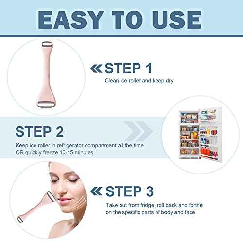 Mini Eye Ice Roller for Eyes Puffiness - Facial Ice Roller and Mini Roller 2 in 1 - Massager for Migraine Relief Tighten Pores Under-Eye Pain Relief - Reduce Wrinkle Puffy for Face Arms (Pink)