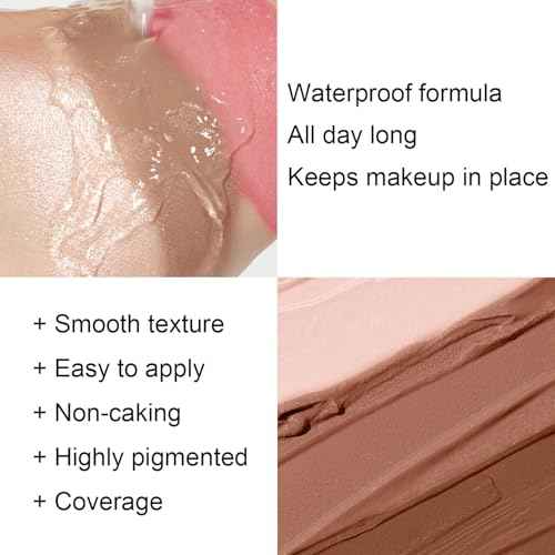 6 Colors Cream Contour Stick Makeup Kit, Shades with Highlighter, Blush and Double-End Bronzer Contour Stick for Sculpt the Cheeks, Long Lasting, Waterproof, Matte & Dewy Finish(SET A)