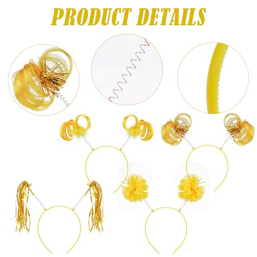 COCIDE 8Pcs Pom Pom Headbands Party Headbands Tinsel Wrapped Ponytails Headbopper Headwear for Birthday Festival