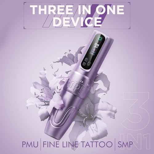 Wireless Tattoo Machine 2.0-3.5mm 6 Strokes Gun Pen with Brushless Motor 1600mAh Battery for SMP Tattoo Eyebrows Lip Hairstrokes Brow Professional Tattoo Artist Supply Rose Golden (DIVA) 180g