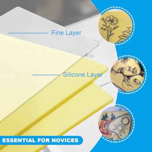 Emalla 3mm Premium Tattoo Fake Skin, 10Pcs Silicone Practice Skin for Practice Double-Sided Use 7.4"x5.6" Soft Skin for Artists and Beginners Tattoo Supplies