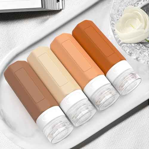 Redfly Travel Bottles for Toiletries, 3oz Tsa Approved Travel Size Containers, BPA Free Leak Proof Squeezable Containers for Toiletries, Silicone Refillable Essentials for Shampoo Conditioner Apricot