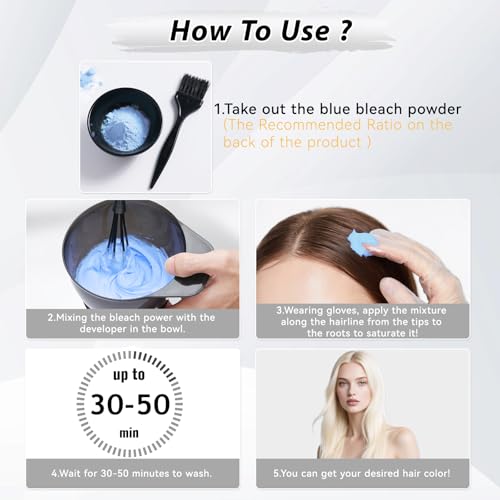 Hair Bleach Powder, Professional Lightening Bleach for Hair, Strong & Gentle Bleach Powder for Hair, Lift Up to 8 Levels, Perfect for DIY Blonde Highlights & Lightening (100g/3.53oz)