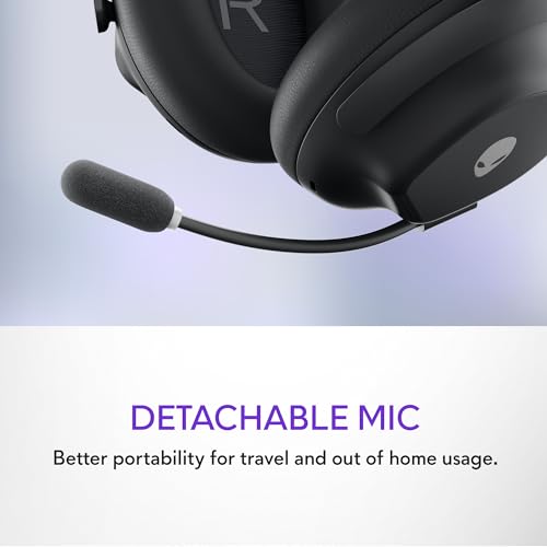 Alienware Pro Wireless Gaming Headset - Wired/Wireless, Bluetooth 5.3, 15 Minute Fast Charging, Audio Output 20 Hz, Battery Talk Time (ANC on) Up to 24 Hrs (Bluetooth), Dark Side of The Moon
