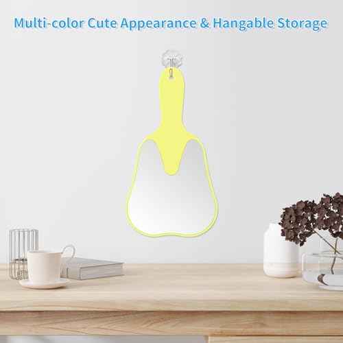 Annhua Handheld Mirrors with Handle Small Face Mirror, Tooth Shaped Hand Mirror Makeup, Used for Dentist Office, Clinic, Bathroom, Barber and Salon - White