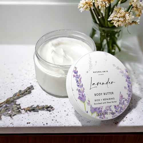 Natural Amor Lavender Body Butter 4.5oz, Moisturizing Body Lotion