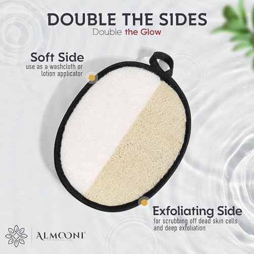 Sturdy Natural Loofah for Men, The Ultimate Men's Loofah Body Scrubber Made with Natural Egyptian Shower luffa Sponge, Bath Shower Sponge lufas for Men - 2 Count (1 Pack) - Black