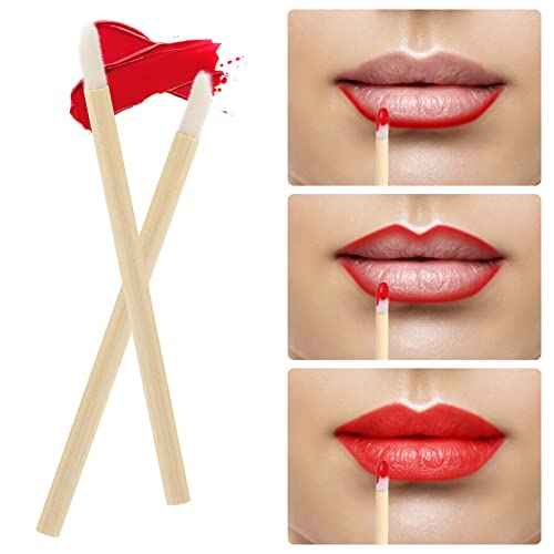 200pcs Disposable Bamboo Handle Lip Brushes Lipstick Lip Gloss Wands Applicator Makeup Tool