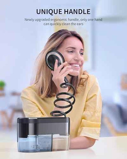 KAUGIC Water Powered Ear Cleaner, Electric Ear Wax Removal Kit, Ear Irrigation Kit with Sewage System and 4 Clean Mode, Safe and Effective Ear Flushing Kit for Adults with 3 Ear Tips - Black