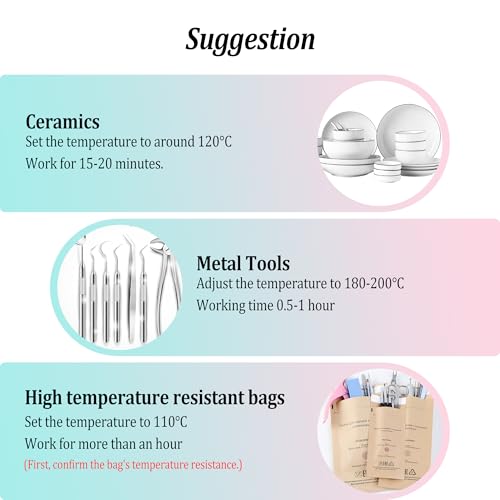 High Temperature Sterilizer, Large Capacity Dry Heat Stainless Steel Sterilizer with Temp and Timer Control, Max timing 60min, Max temperature 250¡É (482¢µ), With Stainless Trays, 110V power