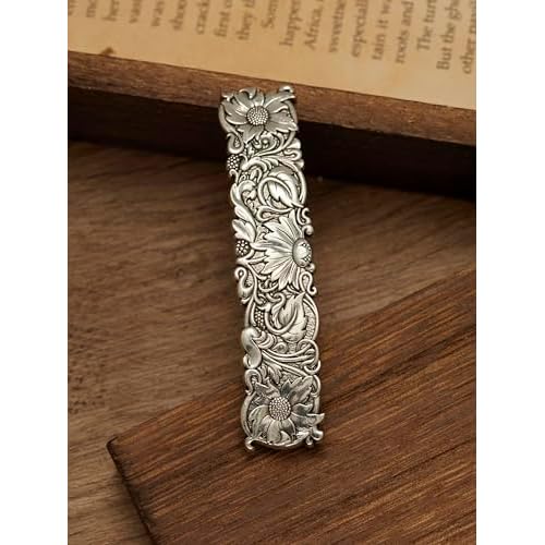 HAQUIL Vintage Flower Rectangular Hairclip, Hair Clip Vintage Viking Celtic Knot Protection Hair Clip, Barrettes Gift for Women Viking Hair Accessories