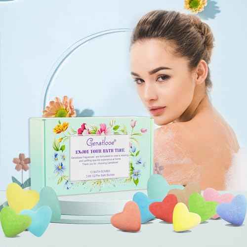 12 Pcs XXL Bath Bombs for Women Gift Set, Valentine's Day Bubble Bathbombs for Girlfriend, Her, Girls, Wife, Shea & Coco Butter Dry Skin Moisturize, SPA Relaxing Aromatherapy, Mothers Day Gift