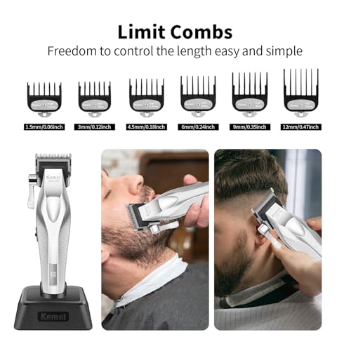 KEMEI KM-1798 Professional Hair Clipper for Men, Cordless Beard Trimmer, Barber Clippers with USB Rechargeable, Edgers, Fade Clipper, Gift for Men