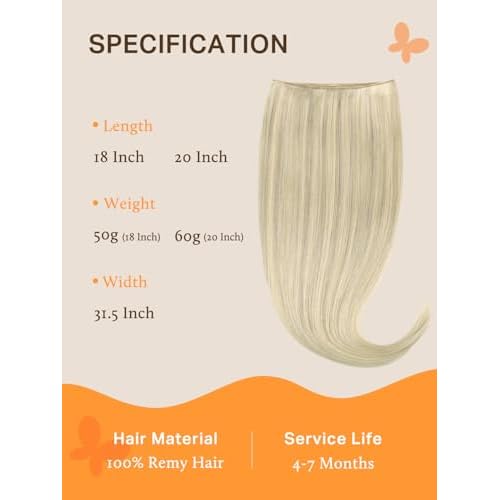 DOORES Genius Seamless Weft Hair Extensions Human Hair, Ash Blonde Highlighted Platinum Blonde 20 Inch 60g, Invisible Tape in Weft Extensions Long Wide