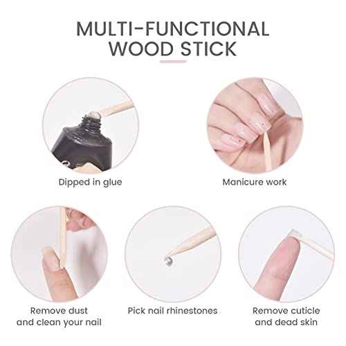 5PCS Orange Sticks for Nails Wooden Cuticle Pusher Sticks Manicure Pedicure Nail Care Rhinestone Picker Tool Non-Toxic,Skin-Safe Wooden Nail Stick