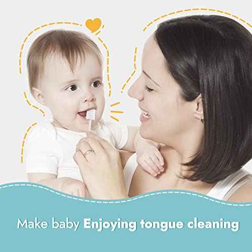 Papablic Baby Tongue Cleaner, Baby Oral Cleaner, Disposable Infant Mouth Cleaner Newborn, Upgrade Gum Cleaner with Paper Handle or Infants Ages 0-2 Years, 40 Pack