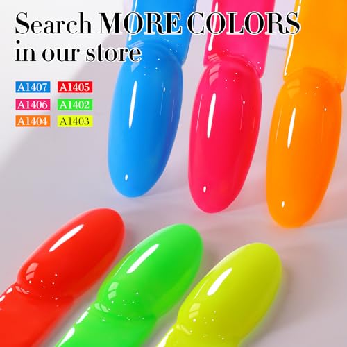 Double Rhythm Gel Nail Polish Set of 6 Colors Baby Light Pastel Milky Nail Polish Starter Kit Art DIY Salon Home (Neon Yellow Green Orange Blue Purple Pink,Kit 34)