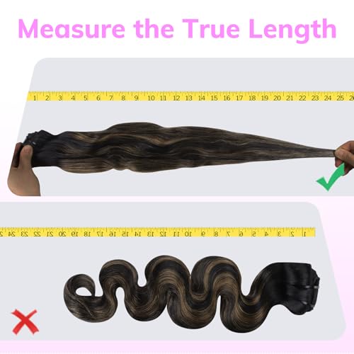 IDN BEAUTY Seamless Clip In Hair Extensions Human Hair, Body Wave 16 Inch 110g 7pcs, 1B/6/1B Balayage Natural Black to Chestnut Brown Remy Hair Seamless Clip Ins For Black Women PU Invisible Edge