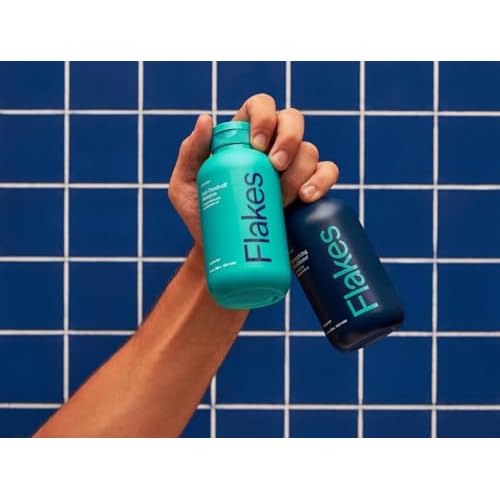 Flakes Anti Dandruff Shampoo and Conditioner Set for Men with Scalp Massager | Dry, Flaky, & Itchy Scalp Shampoo | Sulfate and Paraben Free | Hydrating Shampoo & Moisturizing Conditioner | 9 fl oz