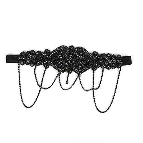 FGSS 1920s-Flapper-Headband Headpiece-Rhinestone-Chain Roaring-20s Hair-Accessories for Women